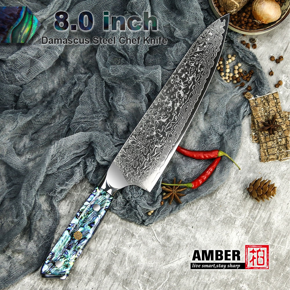 Abalone handle kitchen knives set