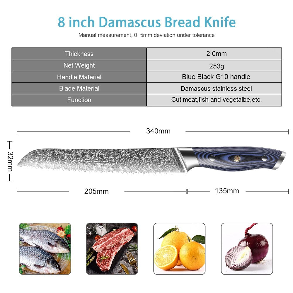 8 Inches Steel Serrated Bread Knife