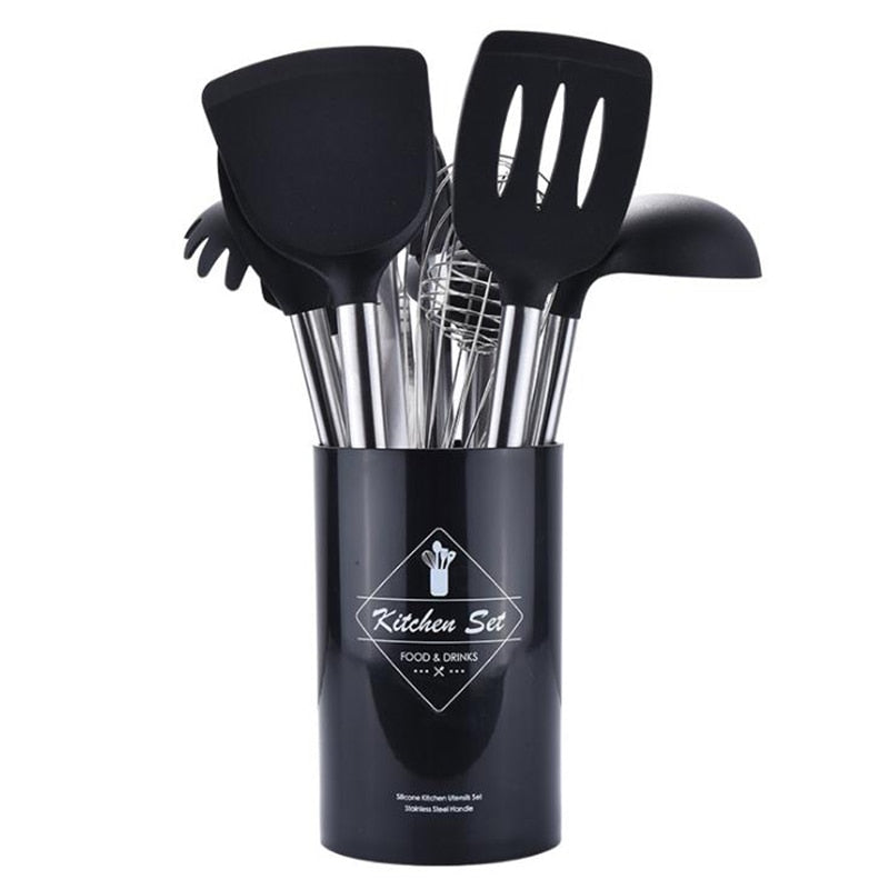 9pcs/set Stainless Steel Silicone Kitchen Utensil