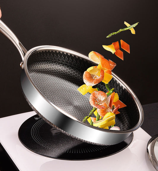 304 stainless steel honeycomb frying pan,