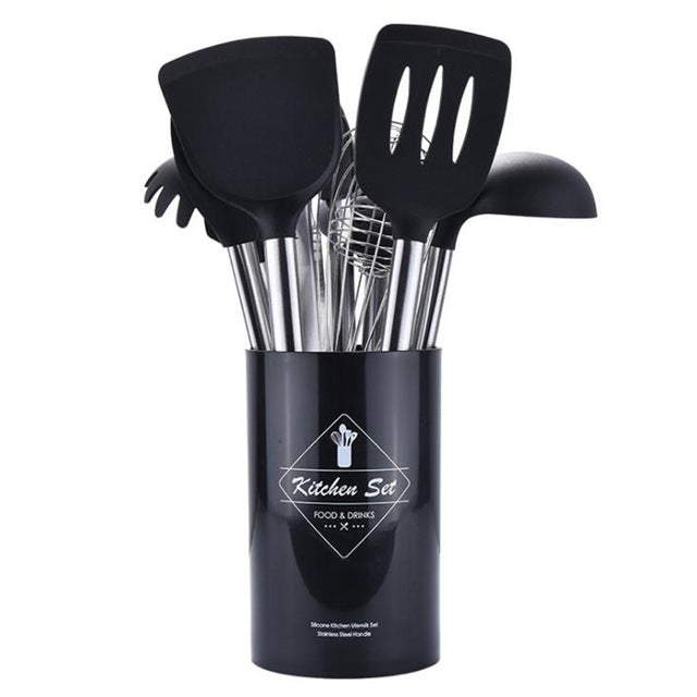 9pcs/set Stainless Steel Silicone Kitchen Utensil