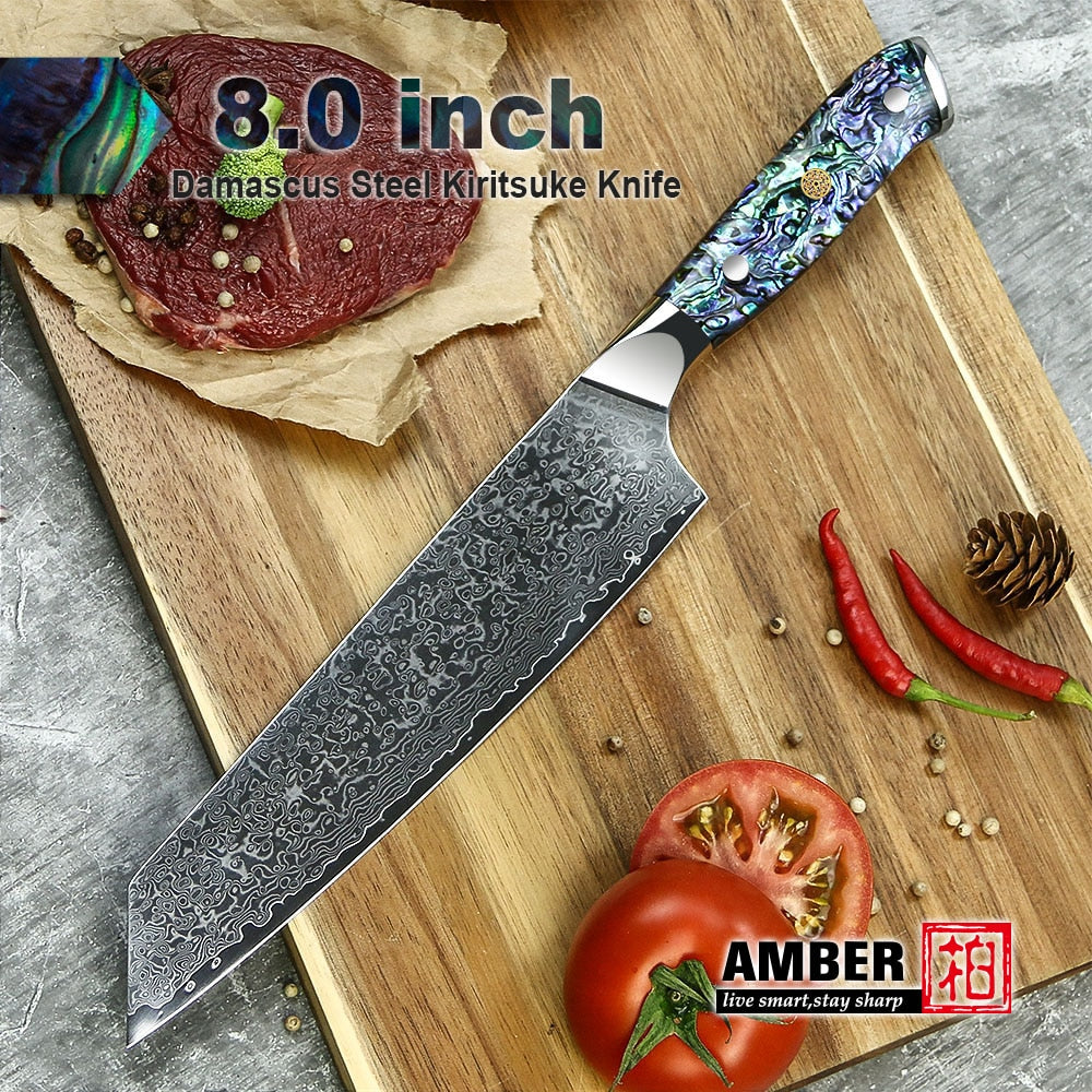 Abalone handle kitchen knives set