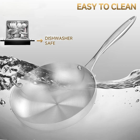 304 stainless steel three-layer steel frying pan,