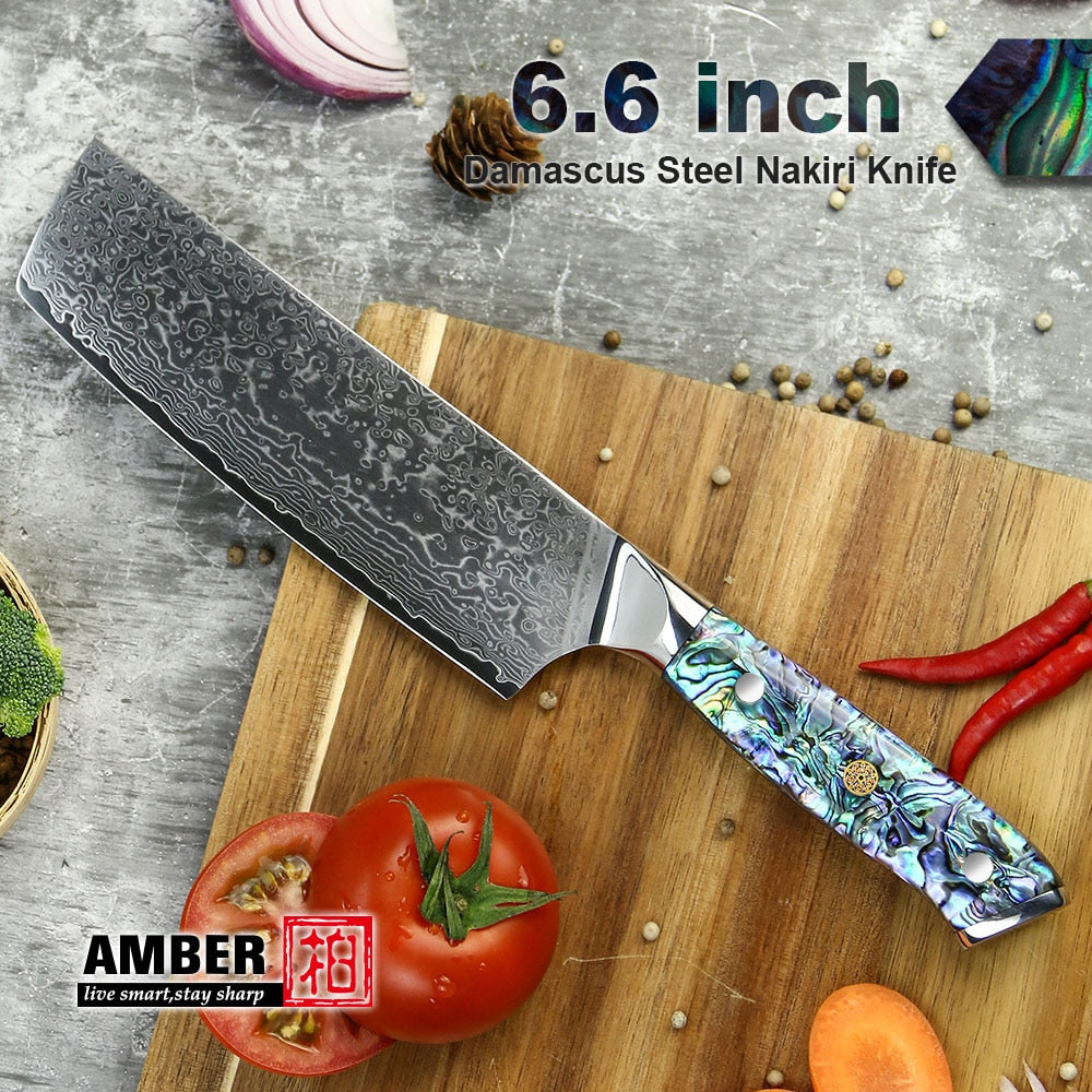 Abalone handle kitchen knives set